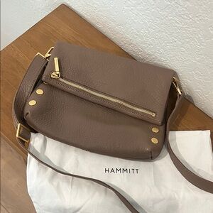 Hammitt Taupe Crossbody Bag with Gold Accents